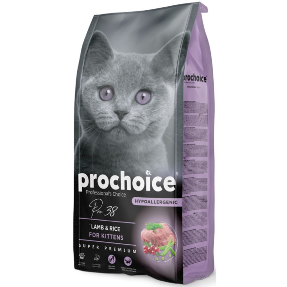 Prochoice pro 38 kitten 2kg düşük tahıllı kuzu pirinçli yavru kedi maması hypoallergenıc ürün görseli 1