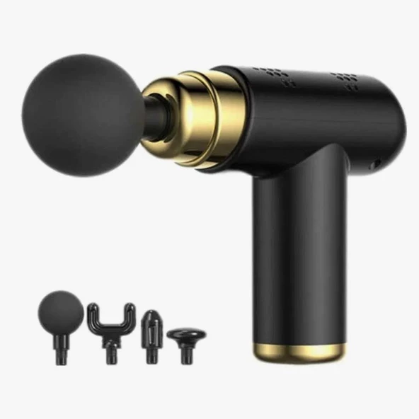 Masaj Tabancası Taşınabilir USB Şarj Olabilen Ayarlanabilir Hız 4 Başlıklı Masaj Aleti ürün görseli 1