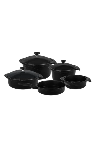 Aryıldız Flipper Siyah Cam Tencere Set ürün görseli 1
