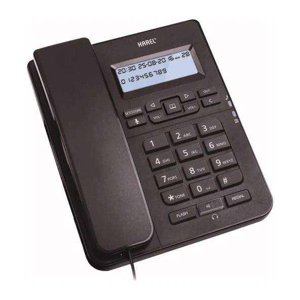 Karel TM145 Ekranlı Masaüstü Analog Telefon, Siyah ürün görseli 1