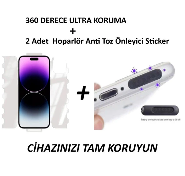 İphone 15 Pro Max ve Tüm Modellere Uyumlu 360 Derece Full Body Jelatin ve Hoparlör Toz Önleyici Kit ürün görseli 1
