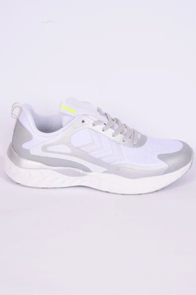 Hummel 900485-9001  Bubblegum Ortopedik Taban Fileli Suni Deri Detaylı Faylon Taban Bağcıklı Yüksek Taban Hafif Esnek Beyaz-Gri Günlük Unisex Spor Ayakkabı ürün görseli 1