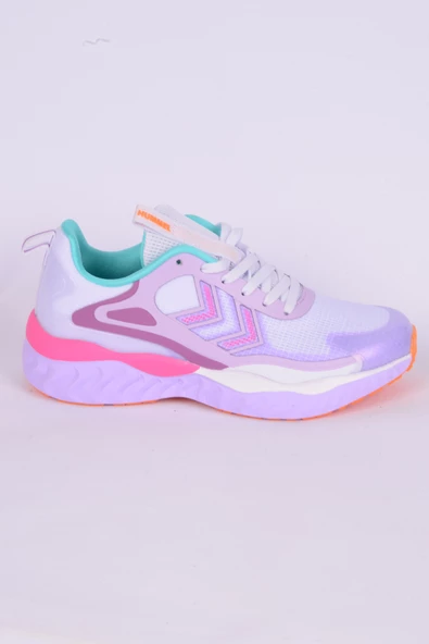 Hummel 900485-9704  Bubblegum Ortopedik Taban Fileli Suni Deri Detaylı Faylon Taban Bağcıklı Yüksek Taban Hafif Esnek Beyaz-MorGünlük Unisex Spor Ayakkabı ürün görseli 1