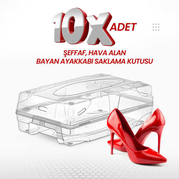 10'lu Kadın Ayakkabı Kutusu Şeffaf Hava Alan Ayakkabı Saklama Kutusu ürün görseli 1