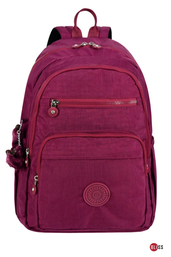 Bordo Unisex Günlük & Okul Su Geçirmez Krinkıl Kumaş Sırt Çantası ürün görseli 1