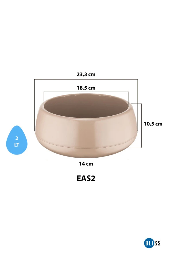 Elvan Aranjman Saksı 4,8 Litre Mocha Menekşe Kaktüs Sukulent Saksısı Parlak Plastik ürün görseli 1