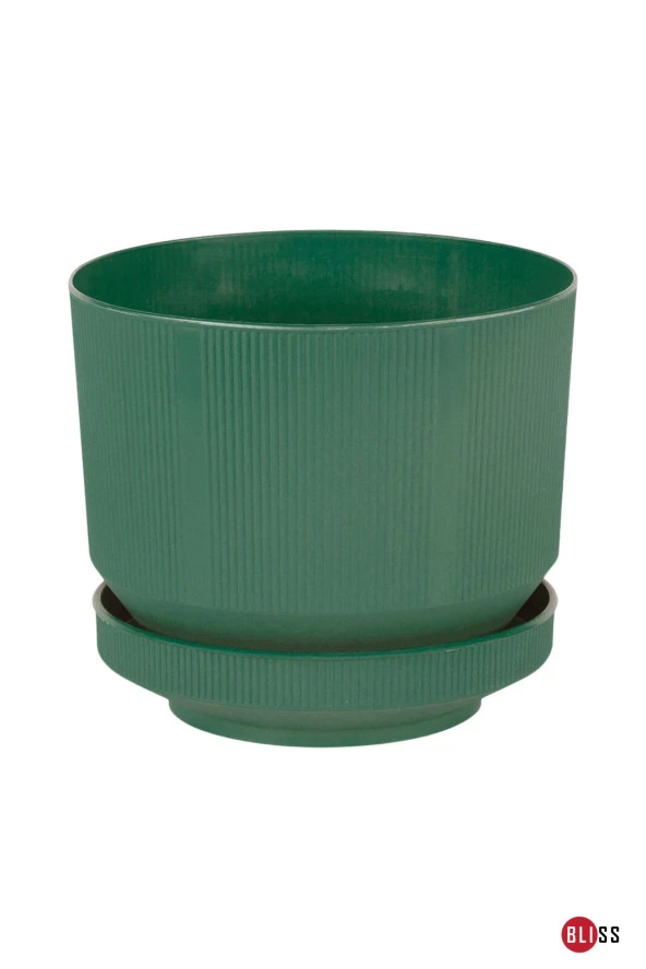 1,7 Litre Yeşil Dekoratif Lüks Saksı İç Dış Mekan Tabaklı Plastik Çiçek Saksısı ürün görseli 1