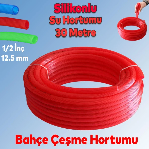 Bahçe Çeşme Su Hortumu İç Çap 1/2 Naturel Silikonlu Sulama Araç Yıkama Hortum 30 Metre ürün görseli 1