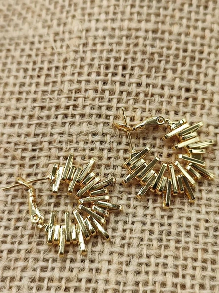 Kırçıllı Model Kadın Küpe Altın Renk - Resim 3