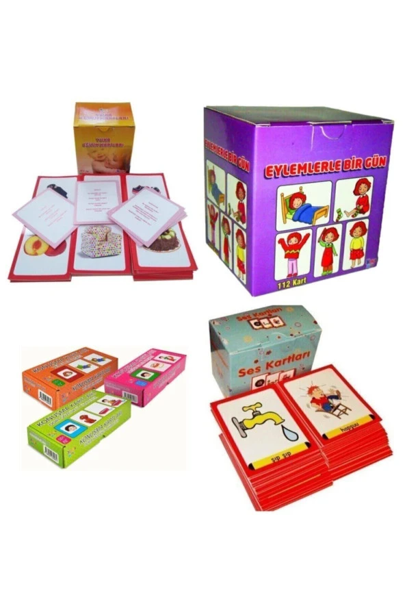 Yuka Eğitim Kartları , Eylemlerle Bir Gün , Konuşma Kartları 3 lü Ve Ses Kartları - Toplam 6 Set ürün görseli 1