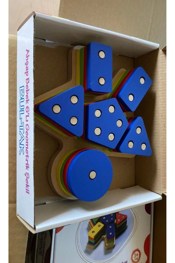 Ahşap 6 lı Geometrik Şekiller Bultak - Bebek ürün görseli 1