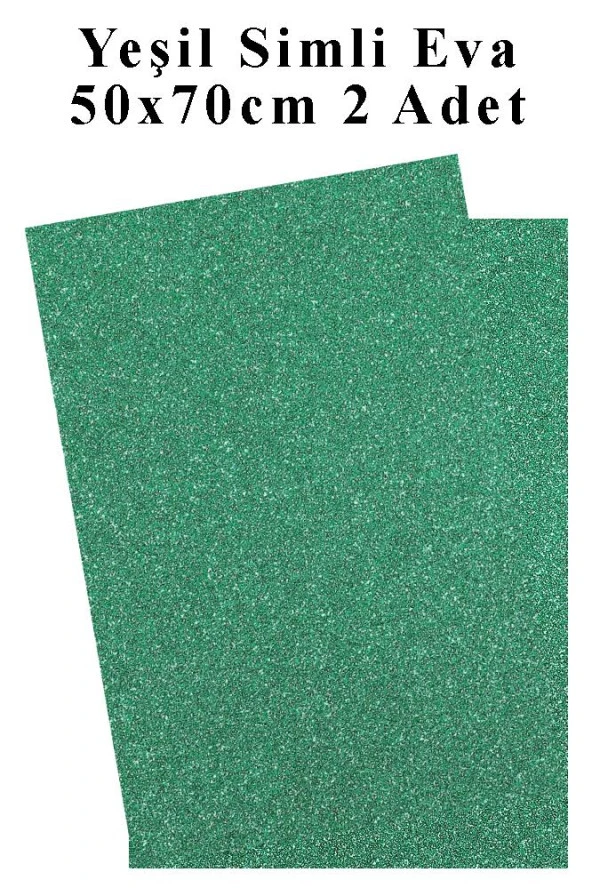 Yeşil Simli Eva 50x70 cm 2 Adet Simli Eva Süngeri Okul Kreş Anasınıfı Elişi Etkinlikleri ürün görseli 1