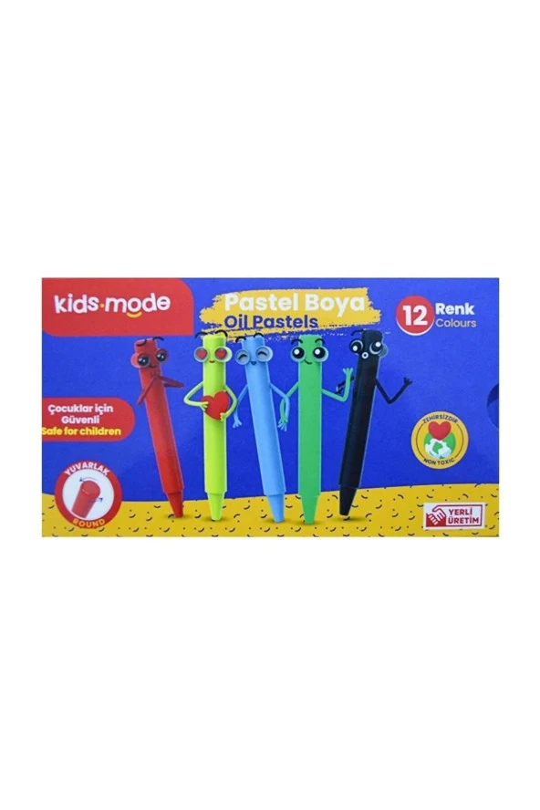 Kidsmode Yağlı Pastel Boya Yuvarlak 12 Renk Yağlı Pastel Boya ürün görseli 1