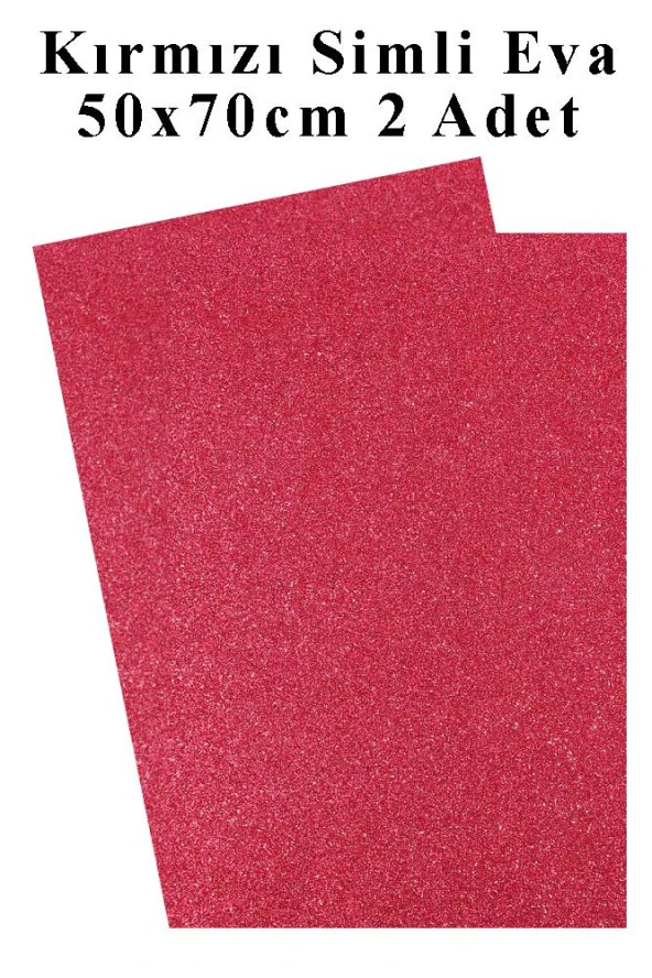 Kırmızı Simli Eva 50x70 cm 2 Adet Simli Eva Süngeri Okul Kreş Anasınıfı Elişi Etkinlikleri ürün görseli 1