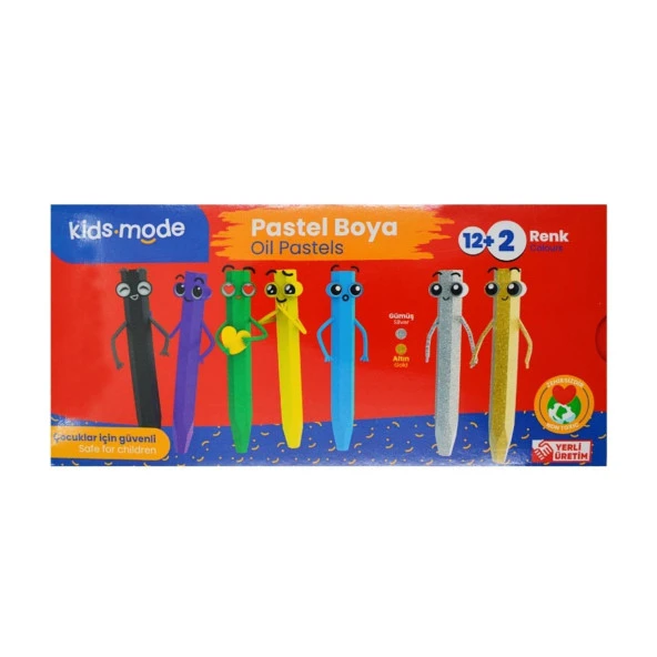 Kidsmode Yağlı Pastel Boya Altıgen 12+2 Renk Yağlı Pastel Boya ürün görseli 1