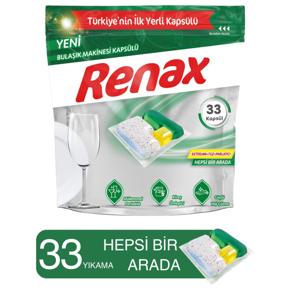 Renax Bulaşık Makinesi Kapsülü Hepsi Bir Arada 33 Lü ürün görseli 1