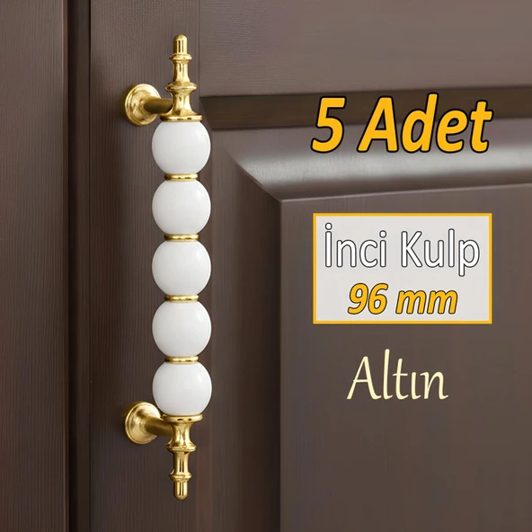 5 Adet İnci Kulp 96 mm Altın Gold Mutfak Kulpu Çekmece Dolap Kapak Kulbu Metal Mobilya Dolabı Kulpları ürün görseli 1