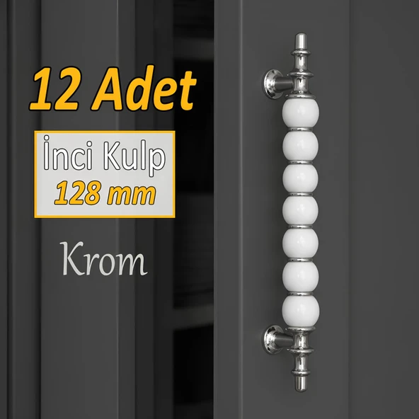 12 Adet İnci Kulp 128 mm Krom Mutfak Kulpu Çekmece Dolap Kapak Kulbu Metal Mobilya Dolabı Kulpları ürün görseli 1