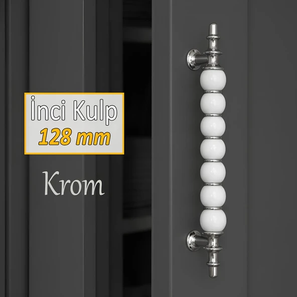İnci Kulp 128 mm Krom Mutfak Kulpu Çekmece Dolap Kapak Kulbu Metal Mobilya Dolabı Kulpları ürün görseli 1