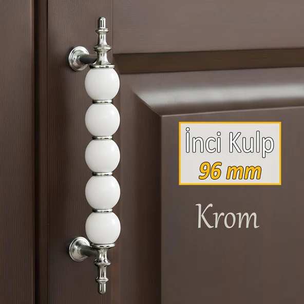 İnci Kulp 96 mm Krom Mutfak Kulpu Çekmece Dolap Kapak Kulbu Metal Mobilya Dolabı Kulpları ürün görseli 1