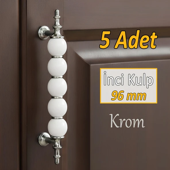 5 Adet İnci Kulp 96 mm Krom Mutfak Kulpu Çekmece Dolap Kapak Kulbu Metal Mobilya Dolabı Kulpları ürün görseli 1