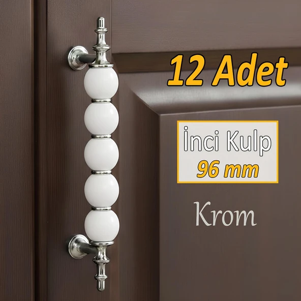 12 Adet İnci Kulp 96 mm Krom Mutfak Kulpu Çekmece Dolap Kapak Kulbu Metal Mobilya Dolabı Kulpları ürün görseli 1