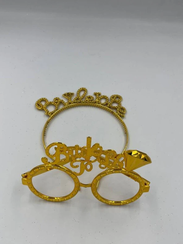 Plastik Brıde To Be Taç Gözlük Gold 2 li Set ürün görseli 1