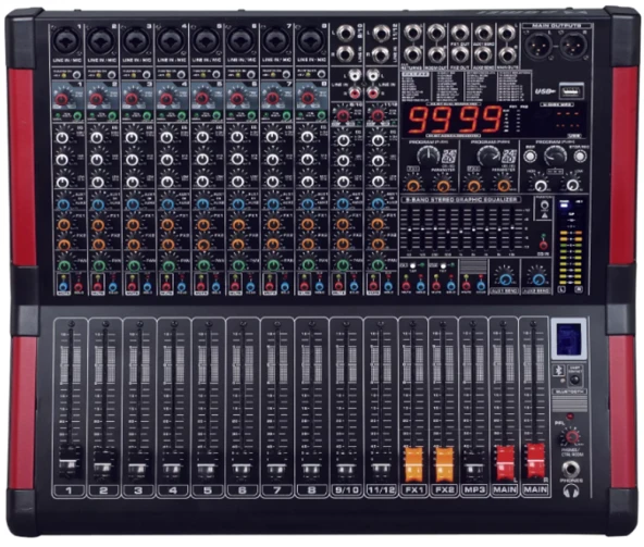 ODO MD-12M299-9 12 KANALLI ÇİFT EFEKTLİ 2x900 WATT ANFİLİ POWER MİKSER ürün görseli 1