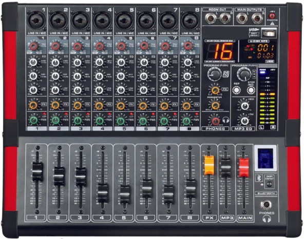 ODO MX-8M99-3 8 KANALLI DSP EFEKTLİ 2x340 WATT ANFİLİ POWER MİKSER ürün görseli 1