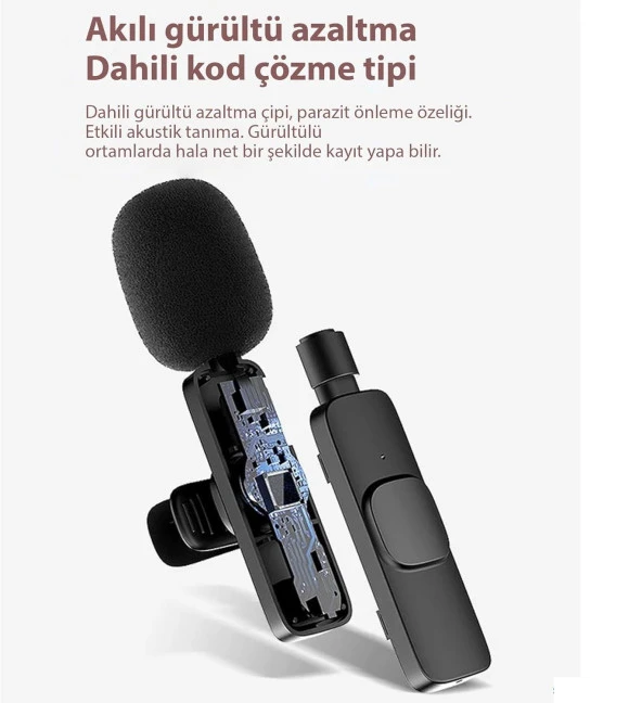 Lightning Iphone Uyumlu Kablosuz Wireless Yaka Mikrofonu - Resim 3