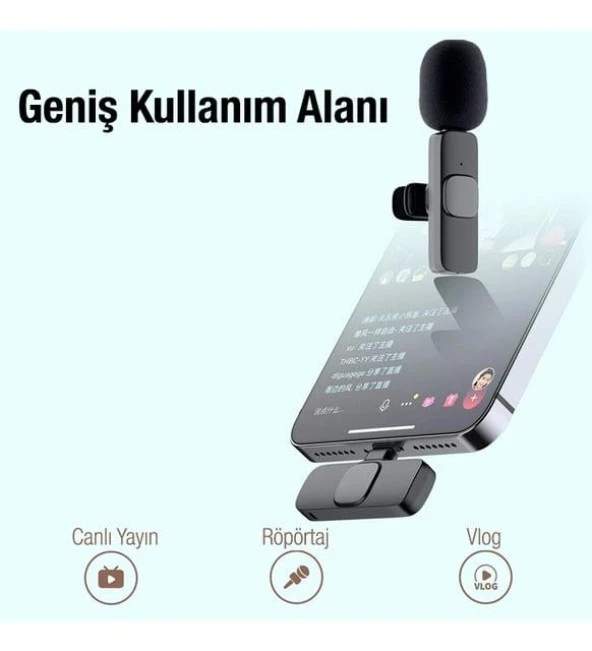 Lightning Iphone Uyumlu Kablosuz Wireless Yaka Mikrofonu - Resim 4