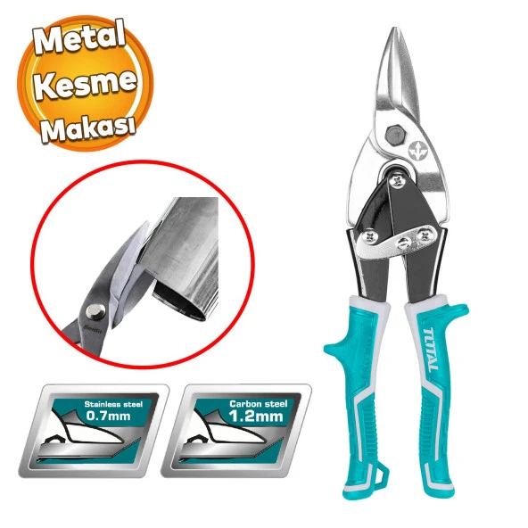 Tenekeci Metal Alüminyum İnce Metal Sac Kesme Makası İzole Saplı Karton Deri Bakır Kesim 25 cm ürün görseli 1