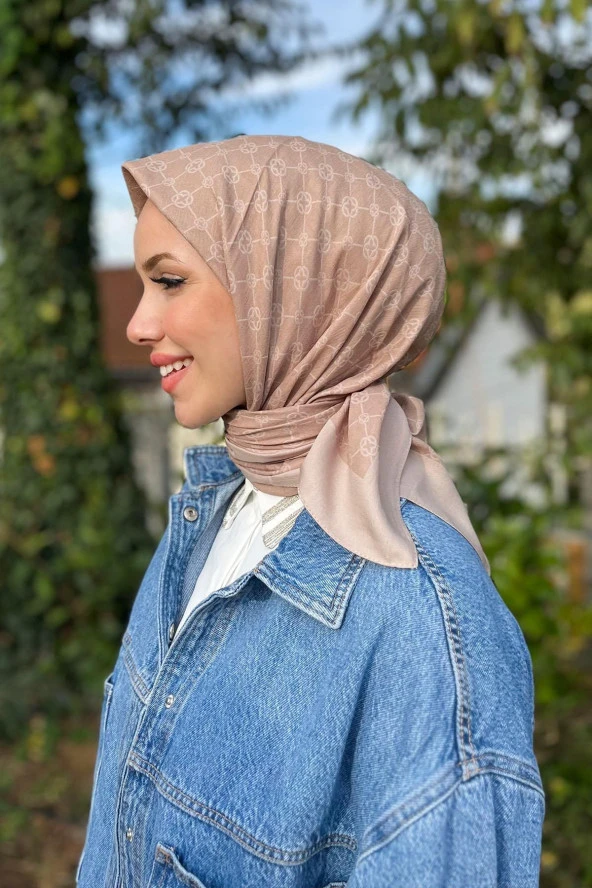Elegance Monogram Eşarp - 1090500-983 - Sütlü Kahve ürün görseli 1