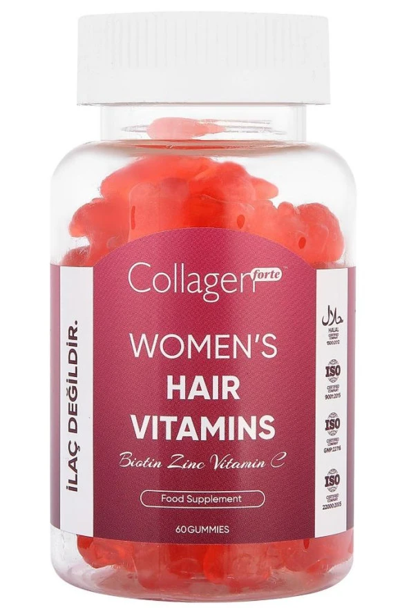 Collagen Forte Kadınlar Için Saç Vitaminleri, 60 Gummies 120g, Biotin, Folik Asit, Saçlarınıza Güzellik Desteği ürün görseli 1