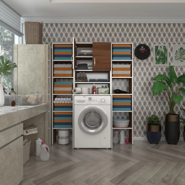 Kenzlife çamaşır makinesi dolabı hayzummaksduble cvz 180*126*55 banyo kiler çift kapaklı arkalıklı ürün görseli 1