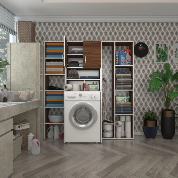 Kenzlife çamaşır makinesi dolabı hayzummega cvz 180*156*55 banyo kiler çift kapaklı arkalıklı ürün görseli 1