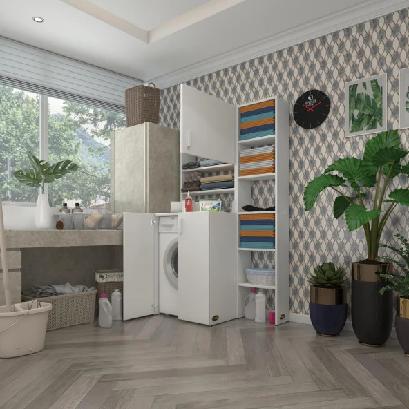 Kenzlife çamaşır makinesi dolabı kasparovmaksmdf byz 180*096*55-20 % 100 mdf full mdf banyo kapaklı arkalıksız ürün görseli 1