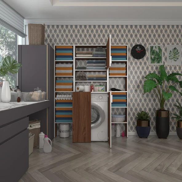 Kenzlife çamaşır makinesi dolabı kasparovmaksduble cvz 180*126*55-20 banyo kapaklı arkalıksız ürün görseli 1