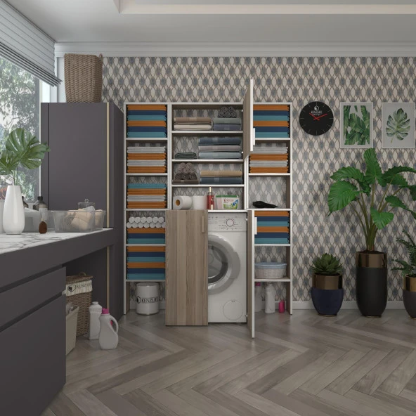 Kenzlife çamaşır makinesi dolabı kasparovmaksduble crd 180*126*55-20 banyo kapaklı arkalıksız ürün görseli 1