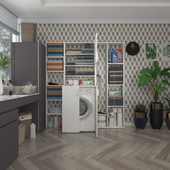 Kenzlife çamaşır makinesi dolabı kasparovmega byz 180*156*55-20 banyo kapaklı arkalıksız ürün görseli 1