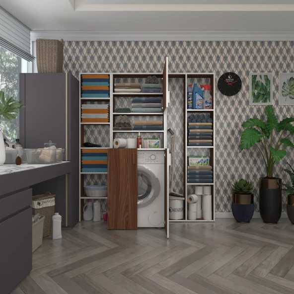 Kenzlife çamaşır makinesi dolabı kasparovmega cvz 180*156*55-20 banyo kapaklı arkalıksız ürün görseli 1