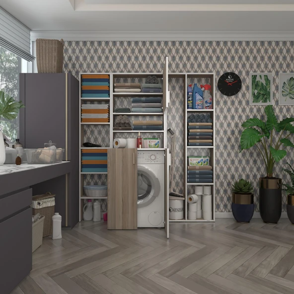 Kenzlife çamaşır makinesi dolabı kasparovmega crd 180*156*55-20 banyo kapaklı arkalıksız ürün görseli 1