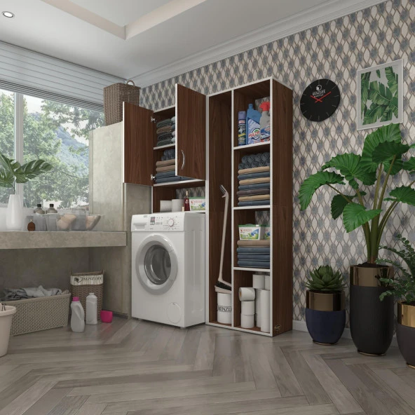 Kenzlife çamaşır makinesi dolabı veronikasüpürge cvz 180*126*20 banyo arkalıksız raflı ürün görseli 1