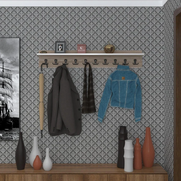 Kenzlife elbise askılığı askılık vettini120 crd 20*120*12 siyah 10 adet askı portmanto ürün görseli 1