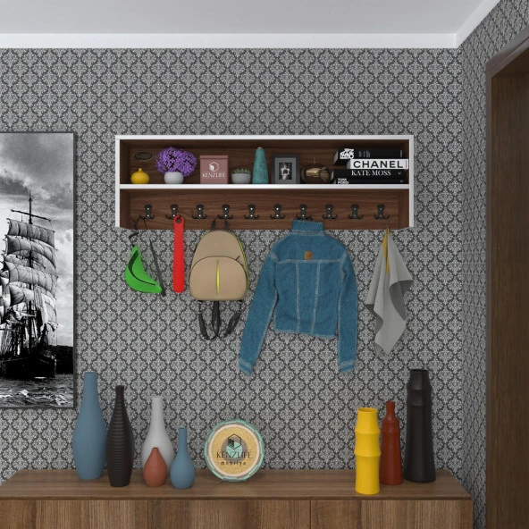 Kenzlife elbise askılığı askılık zeytuni cvz 35*120*20 siyah 10 adet askı portmanto raflı ürün görseli 1
