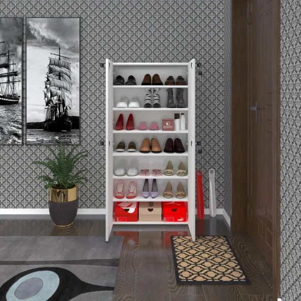 Kenzlife ayakkabılık ayakkabı dolabı kilitli be real byz 140*70*32 kapaklı arkalıklı ofis dolabı iki bölme ürün görseli 1