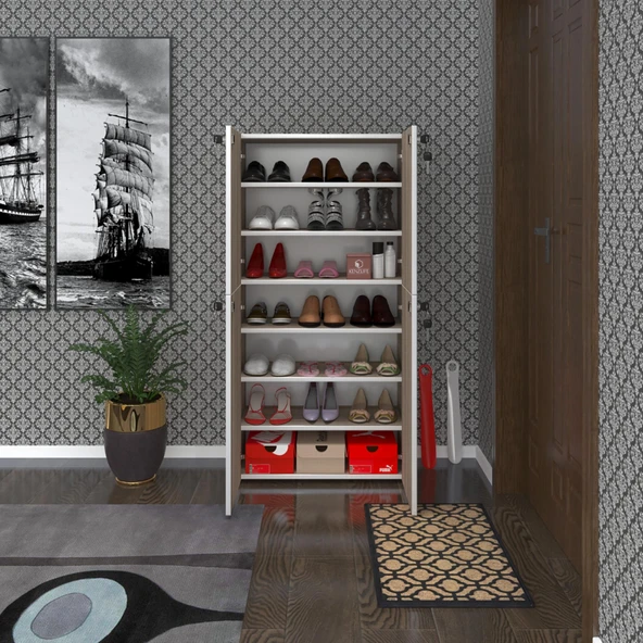 Kenzlife ayakkabılık ayakkabı dolabı kilitli be real crd 140*70*32 kapaklı arkalıklı ofis dolabı iki bölme ürün görseli 1