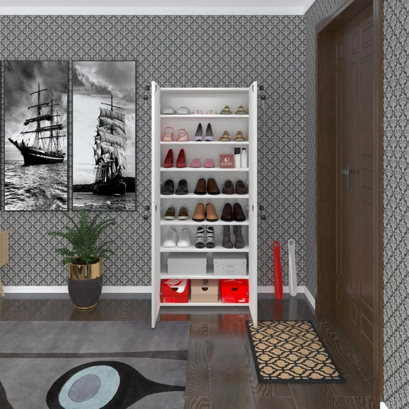 Kenzlife ayakkabılık ayakkabı dolabı kilitli be real byz 160*70*32 kapaklı arkalıklı ofis dolabı iki bölme ürün görseli 1