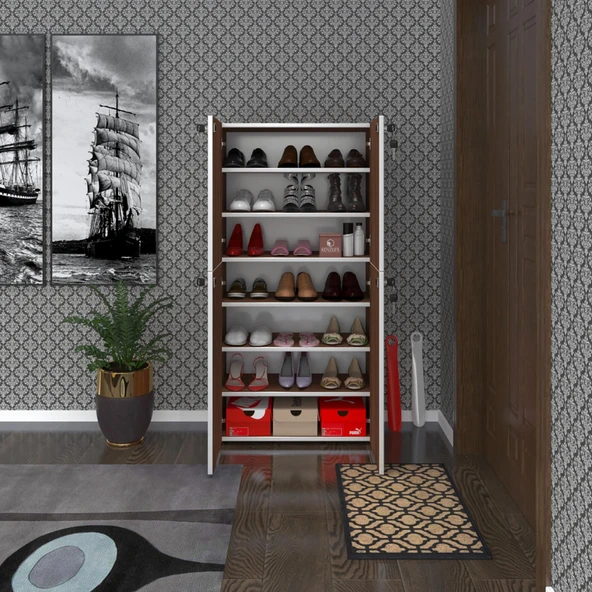 Kenzlife ayakkabılık ayakkabı dolabı kilitli be real cvz 140*70*32 kapaklı arkalıklı ofis dolabı iki bölme ürün görseli 1