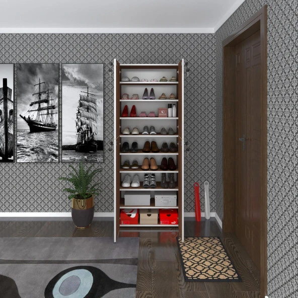 Kenzlife ayakkabılık ayakkabı dolabı kilitli be real cvz 180*70*32 kapaklı arkalıklı ofis dolabı iki bölme ürün görseli 1